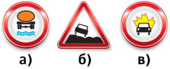 Какой из данных дорожных знаков запрещает движение перевозящих взрывчатые вещества транспортных средств, маркированных табличками оранжевого цвета?