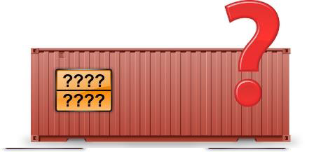 Что указывается в верхней части таблички оранжевого цвета, которая прикреплена к боковой стенке контейнера, загруженного навалом/насыпью опасным грузом?